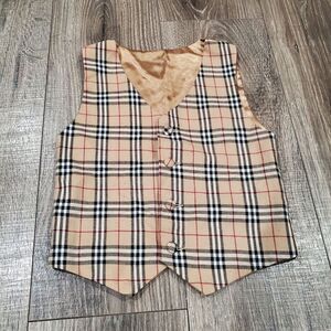 Kids Carter's Vest Size 4 Tan and Black Plaid Vest